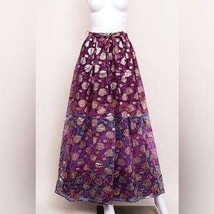 Vintage Eddy George California Maxi Purple Bow Metallic Skirt 10